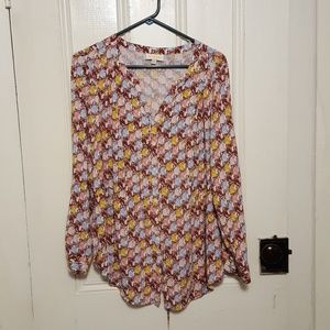 Modcloth Cat Print Tie Back Blouse 2x